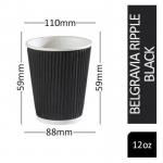 Belgravia 12oz35cl Triple Walled Black Ripple Cups 25s - PACK (20) NWT729P