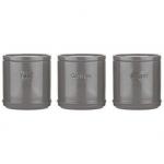 Accents Tea/Coffee/Sugar Canisters Set in CHARCOAL NWT7384