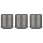 Accents Charcoal Tea/Coffee/Sugar Canisters 3 Set NWT7384