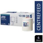 Tork Wiping Paper 1-Ply Centrefeed Roll White 6s 130034 NWT7425