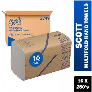 Scott Multifold Hand Towels 250 Sheet White, Pack of 16, 3749 NWT7467