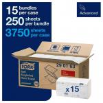 Tork Singlefold Hand Towel H3 White 250 Sheets (Pack of 15) 290163 NWT7484