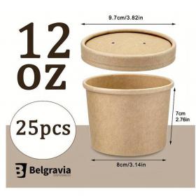 Caterpack 12oz Kraft Soup Bowls & Lids Pack 25s NWT7589