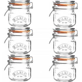 Kilner Branded 0.5 Litre Square Glass Clip Top Preservation Storage Jar (0025.510) - PACK (12) NWT7827P