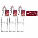 Kilner Branded Traditional Square Airtight Clip Top Preserve Glass Bottles 0.55 Litre (0025.471) NWT7828