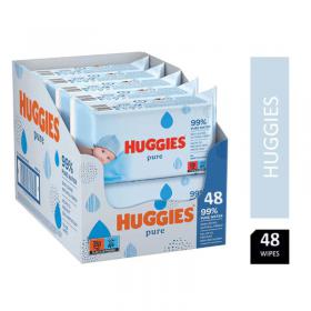 Huggies Pure Water Wipes 48s - Natural Wet Wipes 99% Pure Water - PACK (10) NWT7861P