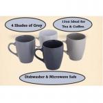Sabichi Grey Mug Set of 4 x13oz Capacity - Stoneware Mugs NWT7910
