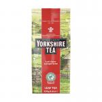 The picture shows a pack of six Bettys & Taylors Yorkshire Tea Loose Leaf tea bags, each containing 250g. The package features the brands iconic logo and a colorful illustration of a tea cup, making for a visually appealing display. The rich, aromatic loose leaf tea is visible through the clear packaging, inviting you to enjoy a warm cup of premium tea.
