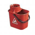 Janit-X Plastic Heavy Duty Mop Bucket With Wringer 15 Litre Red NWT7978