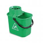 Janit-X Plastic Heavy Duty Mop Bucket With Wringer 15 Litre Green - PACK (10) NWT7980P