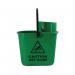Janit-X Plastic Heavy Duty Mop Bucket With Wringer 15 Litre Green - PACK (10) NWT7980P