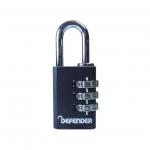 DEFENDER - Black Die-Cast Combination Padlock 30mm NWT7985