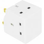 Status 3 Way Fused Plug Adapter White NWT8098