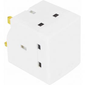 Status 3 Way Fused Plug Adapter White Multi-Plug - PACK (8) NWT8098P