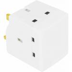Status 3 Way Fused Plug Adapter White Multi-Plug - PACK (8) NWT8098P
