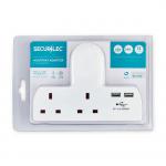 Securlec T-Shape 2 Way Adaptor With 2 USBs NWT8099