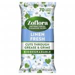 Zoflora Linen Fresh Biodegradable Wipes, Antibacterial Multi-Surface Cleaning Wipes, 70s NWT8114