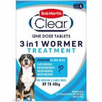 Bob Martin Clear 3-in-1 Wormer for Dogs (4 Tablets) - For Medium to Large Dogs - PACK (6) NWT8129P