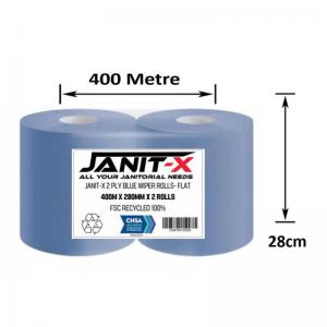 Janit-X Eco 100 Recycled XXL Forecourt Wiper Rolls Blue 2 x 400m x