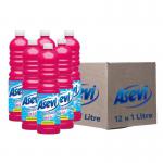 Asevi Concentrated Floor Cleaner Liquid, Hard Floor, Laminate Floor Cleaner, 1L, Pink - PACK (12) NWT8205P
