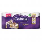 Cushelle Quilted 3-Ply Toilet Rolls 50% Longer Rolls (Pack of 8=12) - PACK (4) NWT8284P
