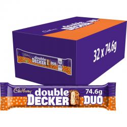 Cadbury Double Duo Decker Chocolate Bars - 74.6g (Box of 32) NWT8309