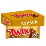 Twix Twin Chocolate & Caramel Bars 25 x 50g NWT8321