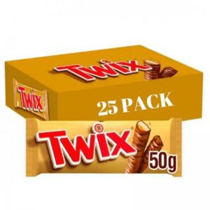 Twix Twin Chocolate & Caramel Bars 25 x 50g NWT8321