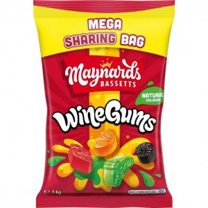 Maynards Bassetts Wine Gums, Mega Sharing Bag 1kg NWT8330
