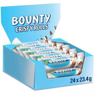 Bounty Crispy Rolls, Milk Chocolate, Coconut, Biscuit Snack bar,