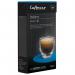 This photograph of Espresso Capsule Company Coffee Pods Caffesso Indiano 10s (Nespresso Compatible Pods) - PACK (10) NWT833P shows 10 dark, compact espresso pods with a smooth and glossy finish. Each pod is stamped with the brands logo and flavor name, indicating the rich and bold Indiano blend. The packaging is clean and modern, featuring the companys logo and product information.