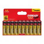 Eveready AA Alkaline Gold 10 x Extra Life 20 Pack - PACK (6) NWT8423P