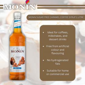 Monin Sugar Free Caramel Coffee Syrup 1 Litre  - PACK (6) NWT977P