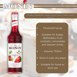 MONIN Strawberry Fraise Coffee Syrup 700ml (Glass Bottle) NWT981