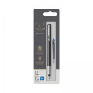 Parker Vector Fountain Pen Medium Black with Chrome Trim S0881041