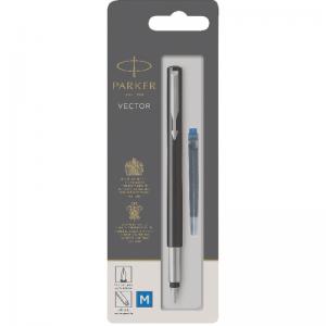 Parker Black Vector Fountain Pens Standard Pack of 6 S0881040 PA71114