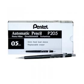 Pentel P200 Automatic Pencil Fine 0.5mm Black Barrel (Pack of 12) P205 PE04024