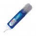 This photograph features a pack of 12 Pentel Correction Micro Correct Correction Pens. The pens have a white barrel with a blue cap and a transparent window to monitor ink levels. The pen tip is precise and allows for clean and accurate correction.