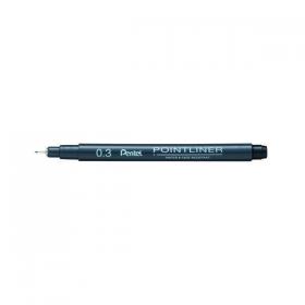 Pentel Pointliner Pigment Liner 0.3mm Black (Pack of 12) S20P-3A PE04196