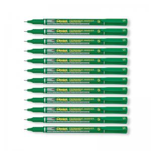 Pentel Permanent Marker Super Fine Point Green Pack of 12 NFS410-D