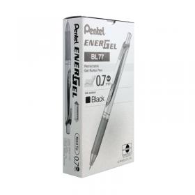 Pentel EnerGel Xm Retractable Gel Pen Medium Black (Pack of 12) BL77-A PE07123