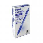 In this photograph, twelve Pentel Gel Rollerball Pens can be seen neatly arranged in a pack. The pens are retractable and have a sleek blue design, with the brand name Pentel EnerGel Xm clearly visible on each pen. The medium-sized tip indicates a smooth and effortless writing experience.