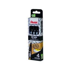 Pentel Permanent Marker Fine Black Pack of 4 YNF4504-A PE11348