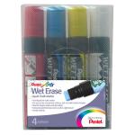 Pentel Liquid Chalk Marker Chisel Tip Jumbo Assorted (Pack of 4) SMW56/4-BCGW PE11411