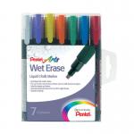 A bold and vibrant photograph capturing the colorful assortment of Pentel Chalk Markers. The smooth and precise chisel tips allow for crisp lines and bold lettering. These liquid chalk markers are perfect for any creative project or artwork.