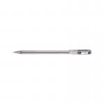 The picture shows 12 black Pentel Superb ballpoint pens, each with a fine tip. The pens are sleek and have a comfortable grip for writing. The design allows for smooth and precise lines.