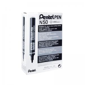 Pentel N50 Permanent Bullet Marker Broad Black Pack of 12 N50-A