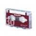 A pack of 10 Philips audio tapes, each with 30 minutes of recording time, designed for dictation purposes. The tapes have a sleek black and white design, with the Philips logo prominently displayed on each tape. The packaging also includes a description of the product and its features.
