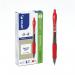 The picture shows 12 Pilot G207 gel ink retractable rollerball pens in red color. The pens have a sleek design with a comfortable grip. The rollerball allows for smooth writing, while the retractable feature ensures no mess. Perfect for everyday use or the office.