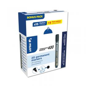 Pilot Permanent Marker 400 Chisel Tip Black Value Pack 15 + 5 FREE (Pack of 20) 3131910504061 PI50406